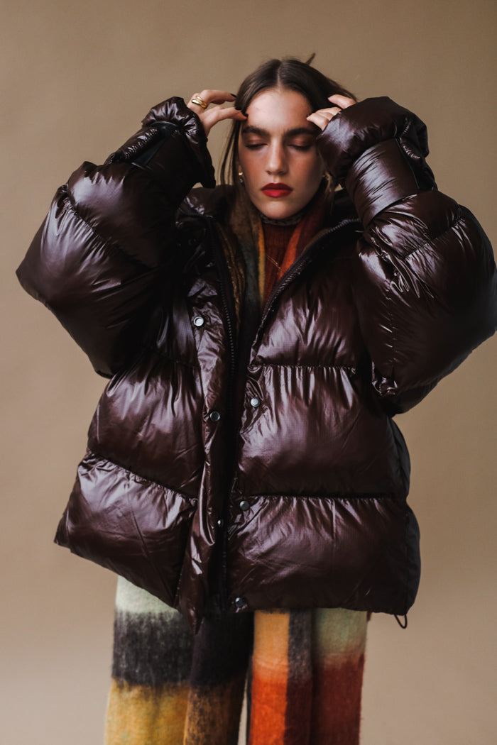 Oval Square oversized Active puffer jacket dark oak brown | Pipe and ...