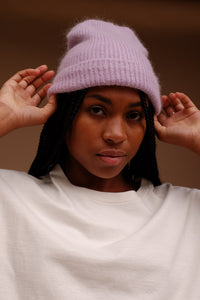 Smith knit beanie perfect fuzzy beanie winter lilac purple | Pipe and row