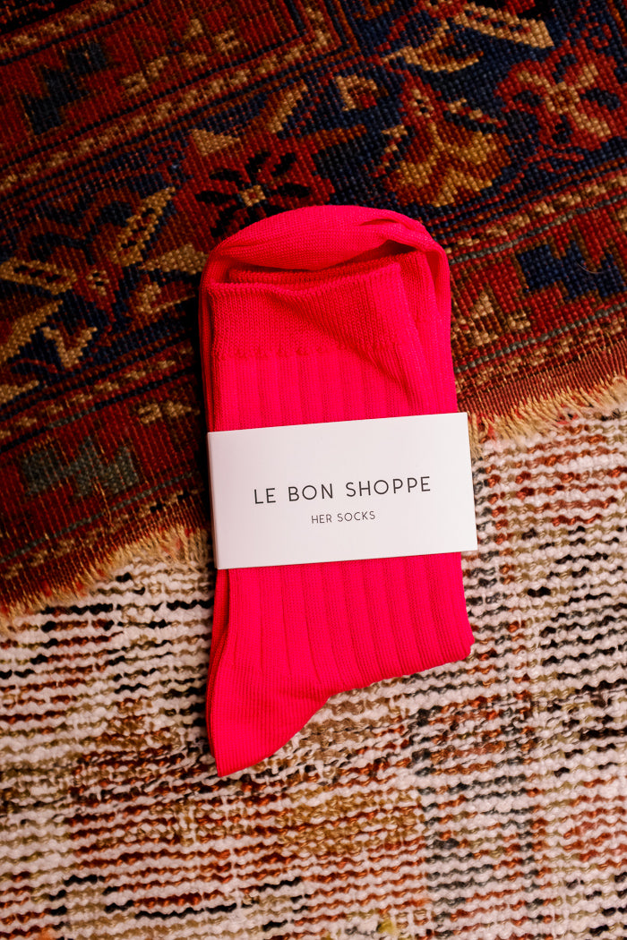 Le Bon Shoppe Her socks knit rib socks classic red |  Pipe and Row seattle