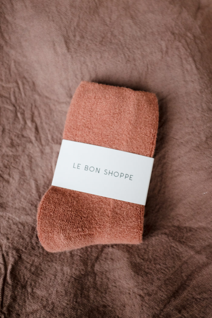 Le Bon Shoppe clay terry comfy, cozy, terry cloth Cloud socks | Pipe and Row