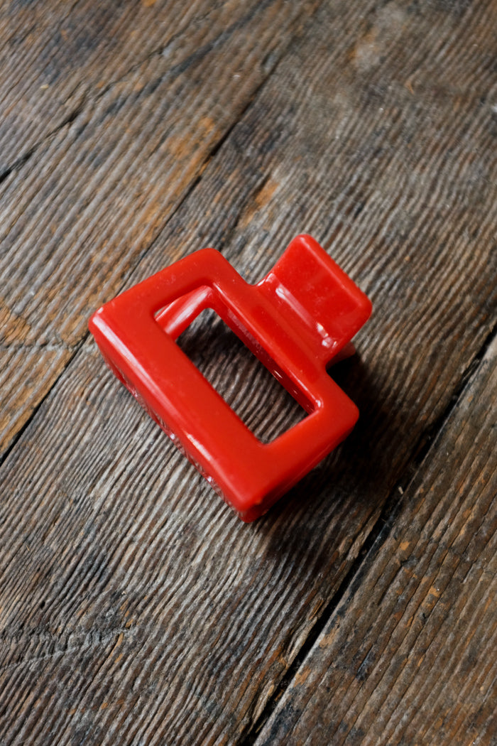 Small square hair claw acrylic tomato red | Pipe and Row boutique Seattle