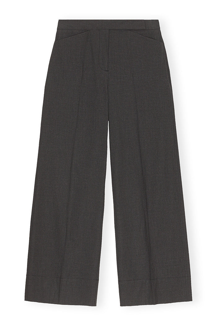 Ganni drapey melange mid waist trousers phantom melange grey F7756 PIPE AND ROW