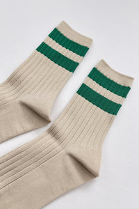 Le Bon Shoppe her varsity sock cream green stripes | Pipe and Row