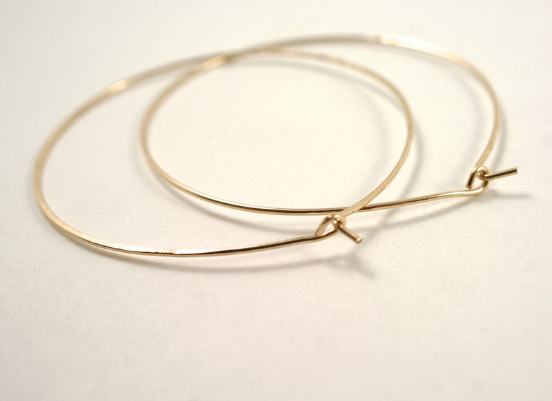 Minimalist hoops lightly hammered earrings 14k gold | Pipe and Row ...