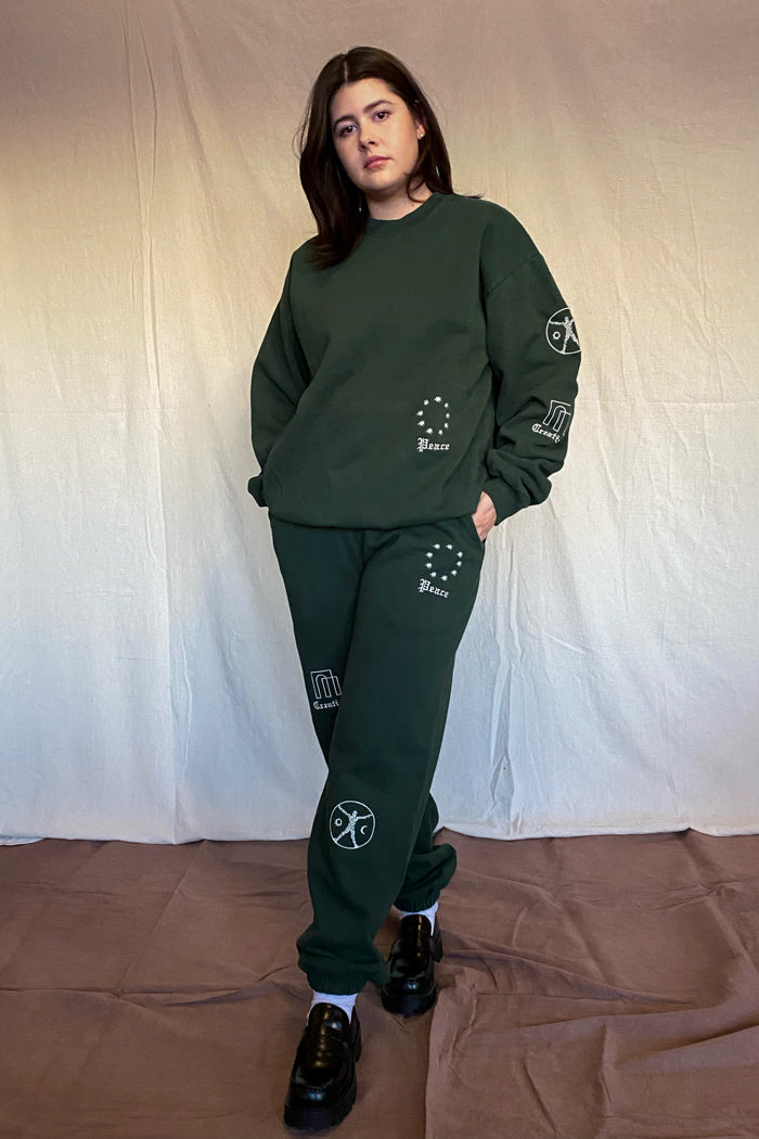  Palo Studios creation crew embroidered sweatshirt evergreen | Pipe and Row