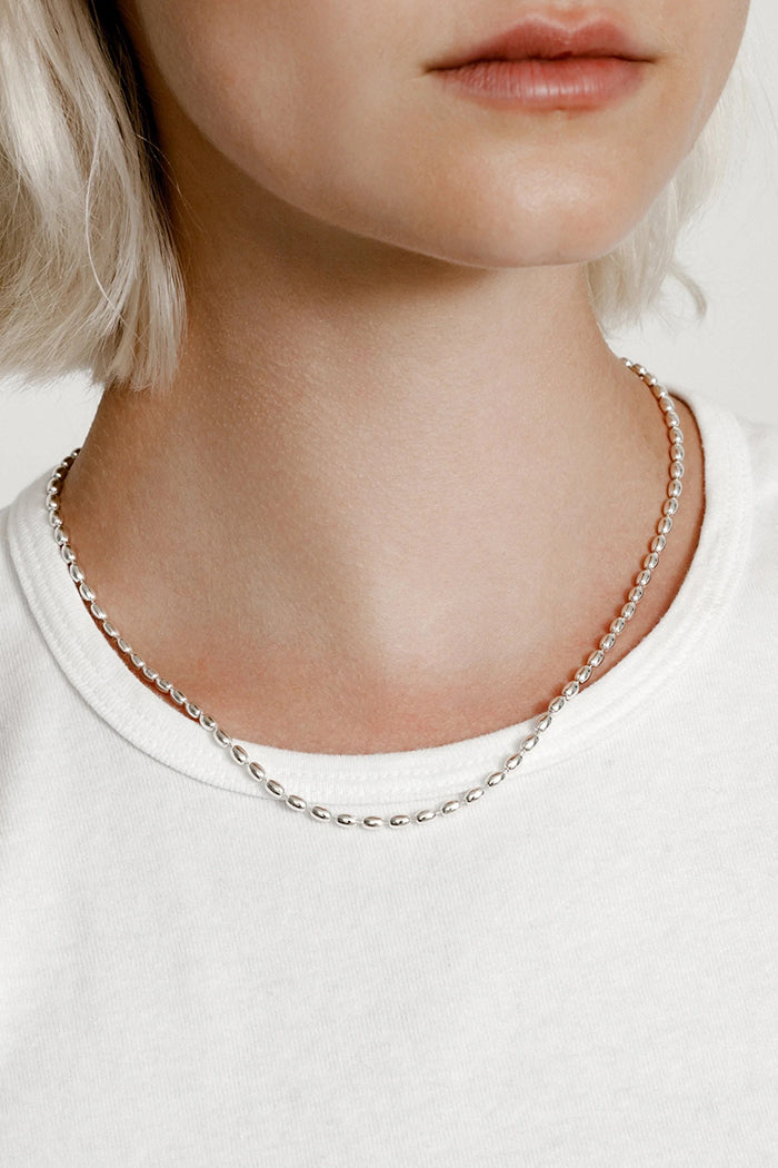 Wolf Circus silver Kai oval bead chain necklace layering | Pipe and Row