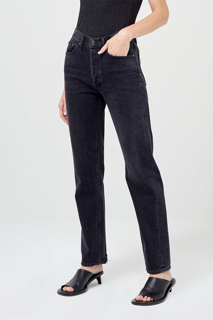 Agolde Lana straight leg jeans washed black conduct | pipe and row boutique