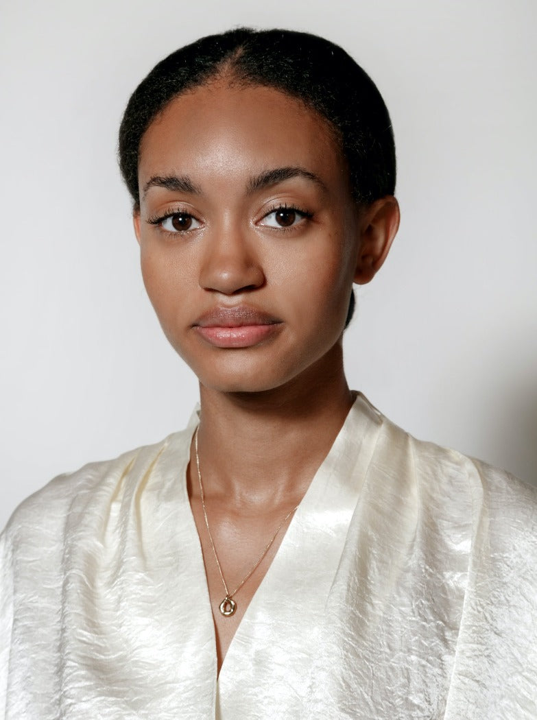 Wolf Circus Gigi necklace small gold textured oval pendant | Pipe and Row