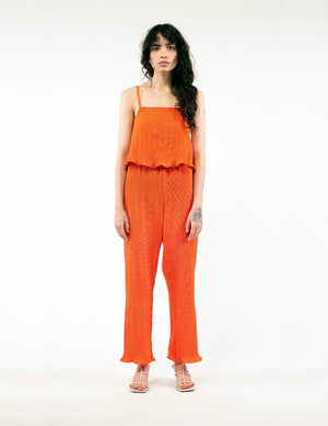 Nin Pleat strap singlet tank top cropped orange | Pipe and Row