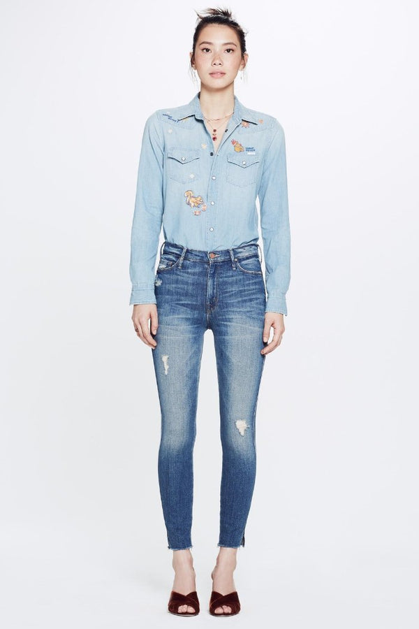 Mother distressed Vamp Fray denim in Natural Born Trouble | Pipe and ...