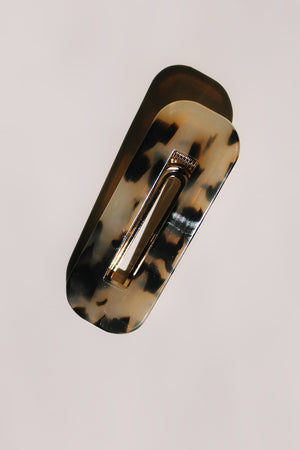 Resin hair clip modern barrette tortoise in rectangle shape with cut out | PIPE AND ROW