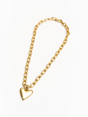Wolf Circus Naomi necklace gold thick chain heart pendant | Pipe and Row