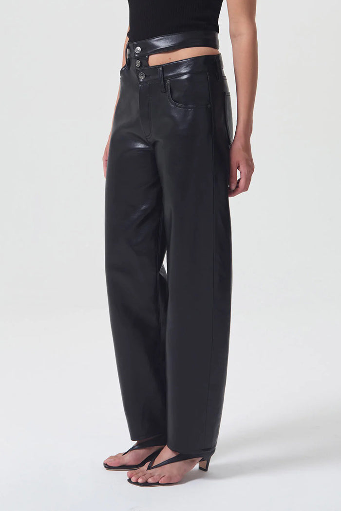 Agolde recycled leather broken waistband pants detox black | Pipe and Row