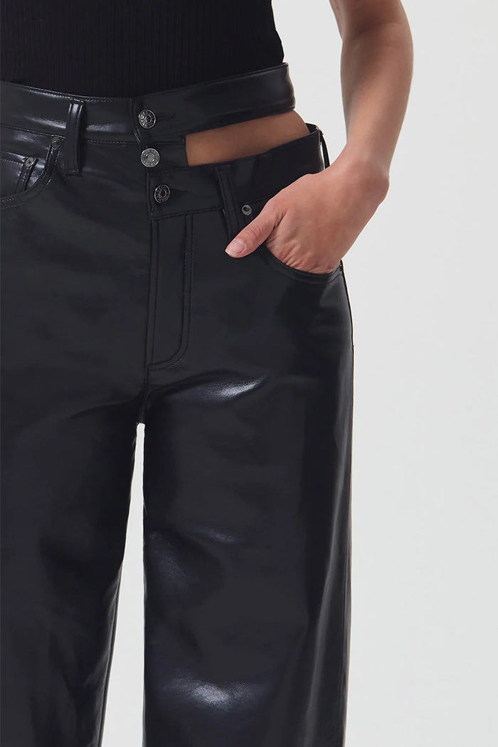 Agolde recycled leather broken waistband pants detox black | Pipe and Row
