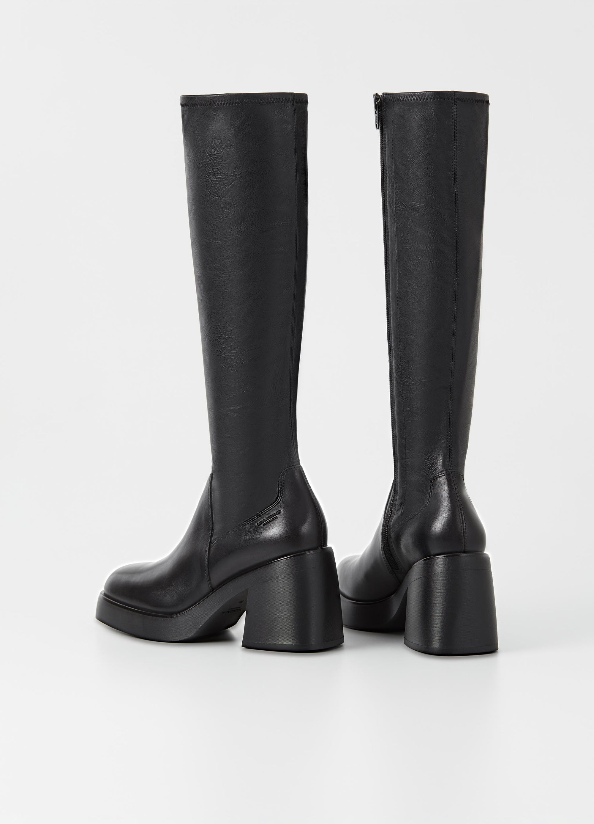 Vagabond Brooke knee high tall black leather boots platform | Pipe and ...