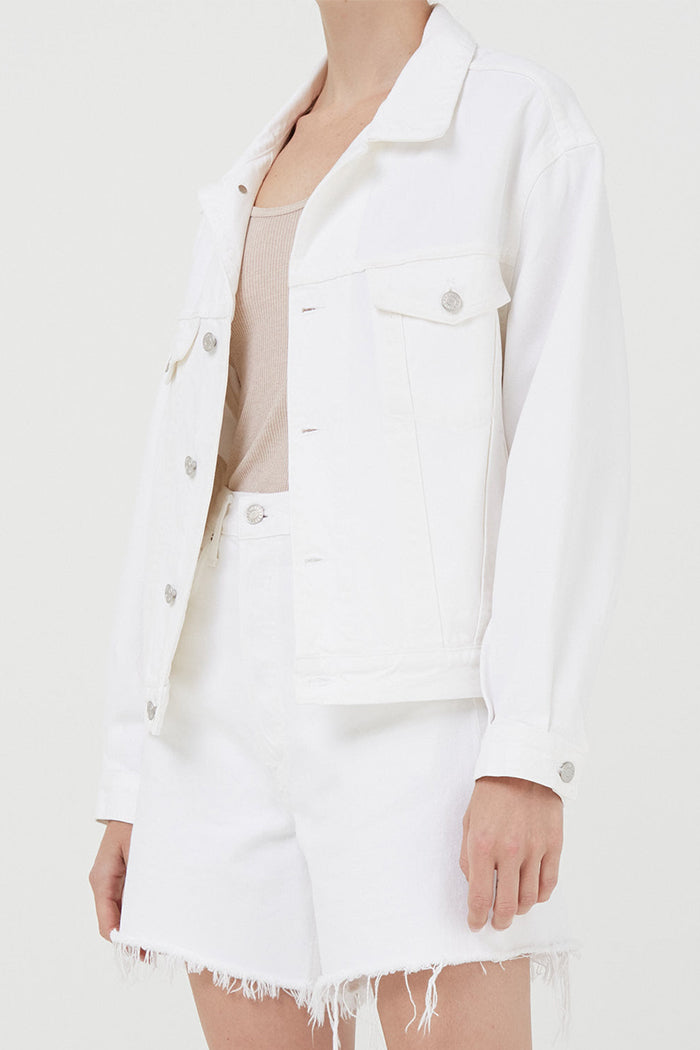 Agolde Charli oversized denim jean jacket drum white | pipe and row