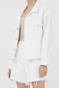 Agolde Charli oversized denim jean jacket drum white | pipe and row