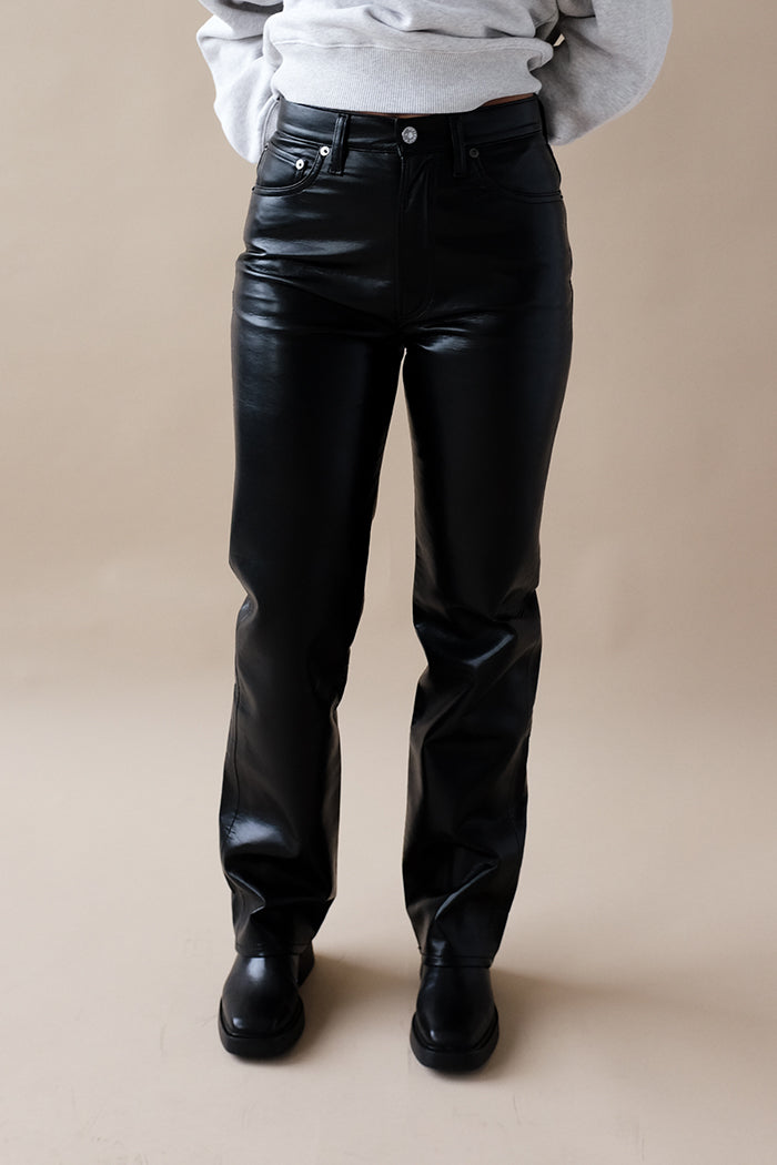 Agolde 90's pinch waist detox leather recycled straight pants | pipe ...