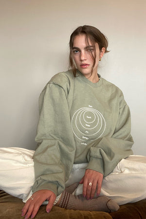 Palo Santo Studio Energetics Sweatshirt sage green cream embroidery | Pipe and Row