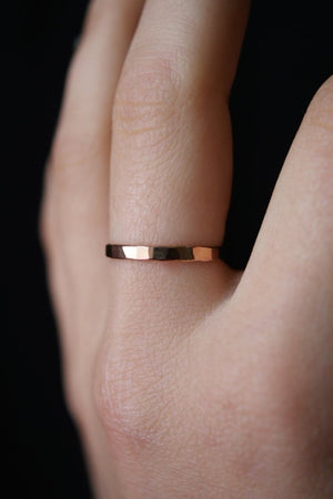 Extra thick hammered stacking ring rose gold jewelry  | pipe and row