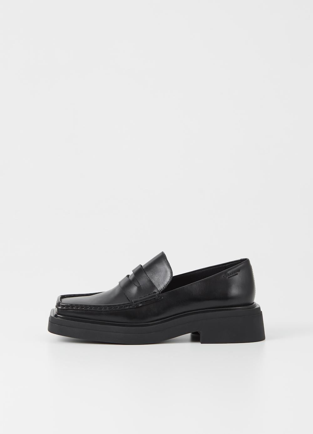 Vagabond Eyra polished black leather square toe penny loafers | pipe ...