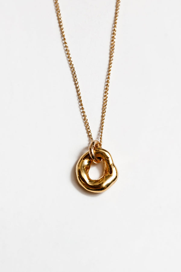 Wolf Circus Gigi necklace small gold textured oval pendant | Pipe