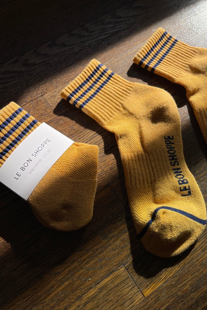 Le Bon Shoppe ribbed Girlfriend socks gold mustard | pipe and row boutique