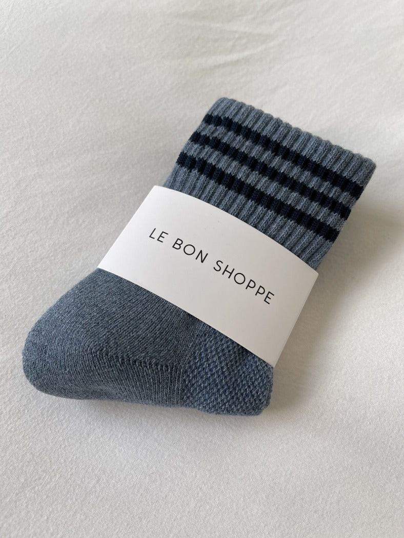 Le Bon Shoppe Girlfriend ribbed socks indigo blue stripe | Pipe and Row