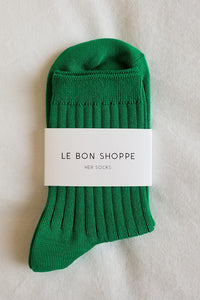 Le Bon Shoppe Her socks perfect height knit rib socks kelly green | Pipe and Row