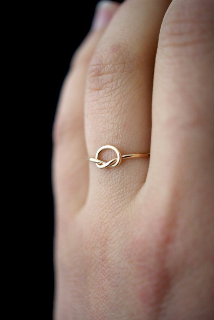 Minimal open knot stacking ring 14k Gold | pipe and row seattle