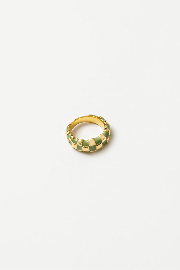 Wolf Circus Libby checkered ring green and gold | pipe and row 