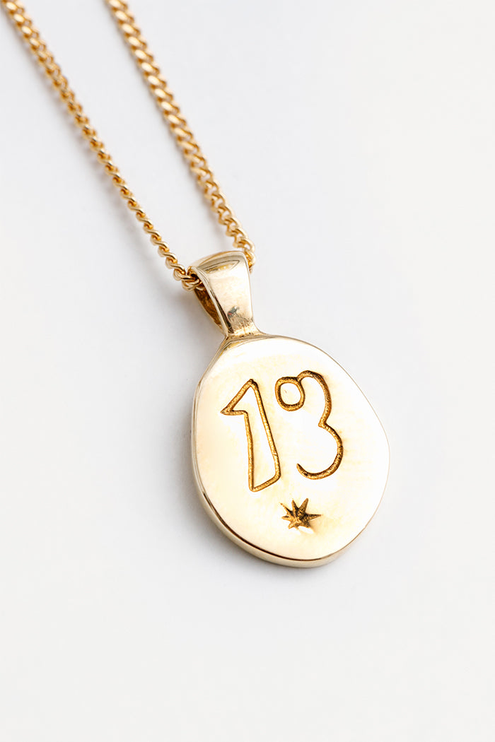 Wolf Circus Lucky engraved 13 necklace gold | Pipe and Row boutique