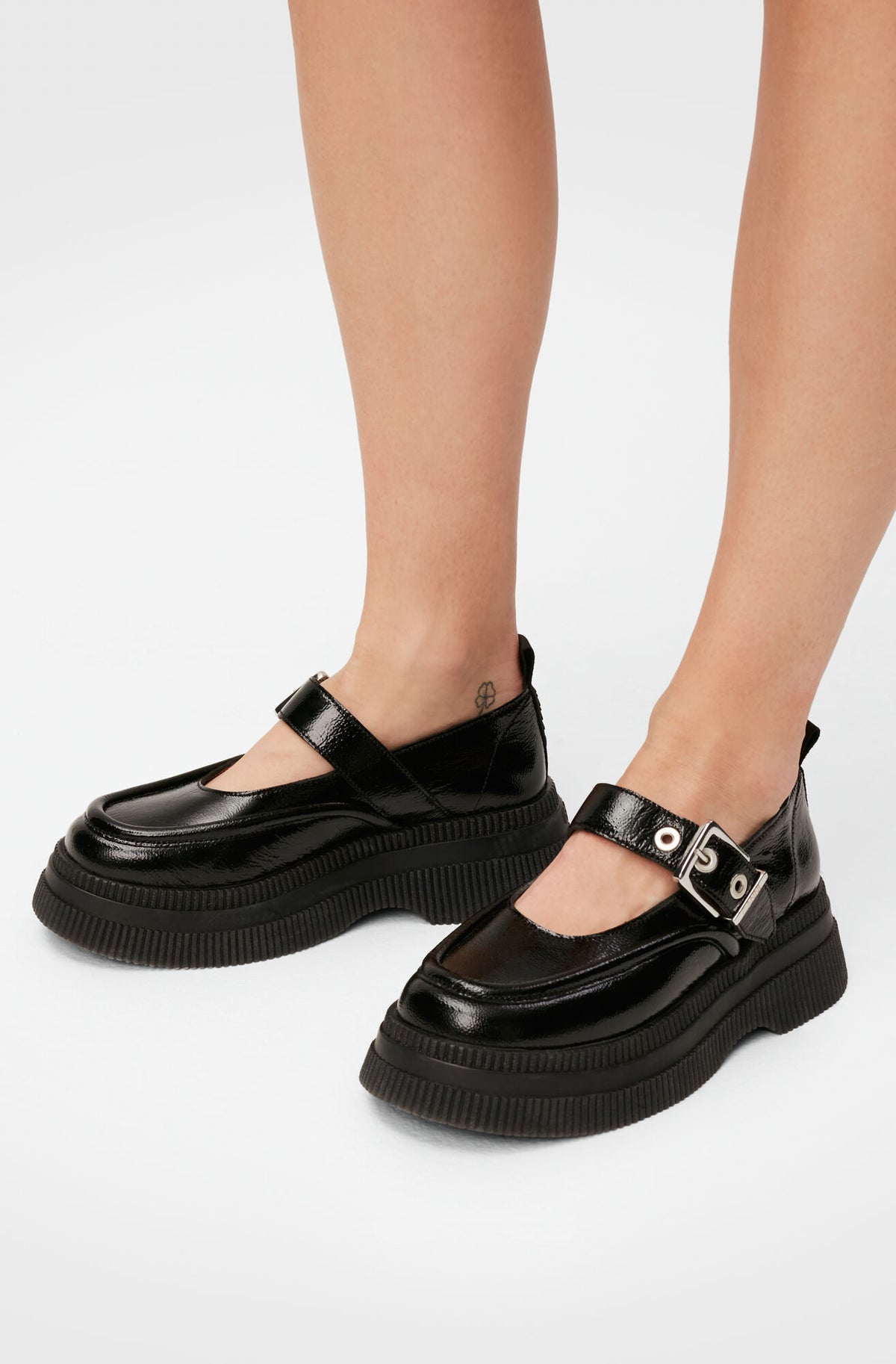 Ganni Mary Jane platform creepers black patent leather | Pipe and Row ...