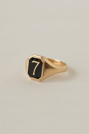 Merewif Lucky 7 signet ring black gold | pipe and row boutique seattle