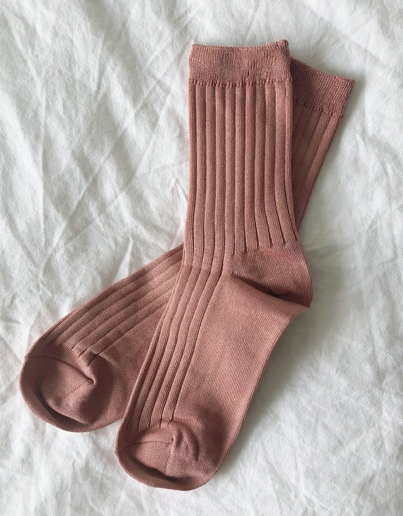 Le Bon Shoppe Her socks perfect height knit rib socks nude peach | Pipe and Row