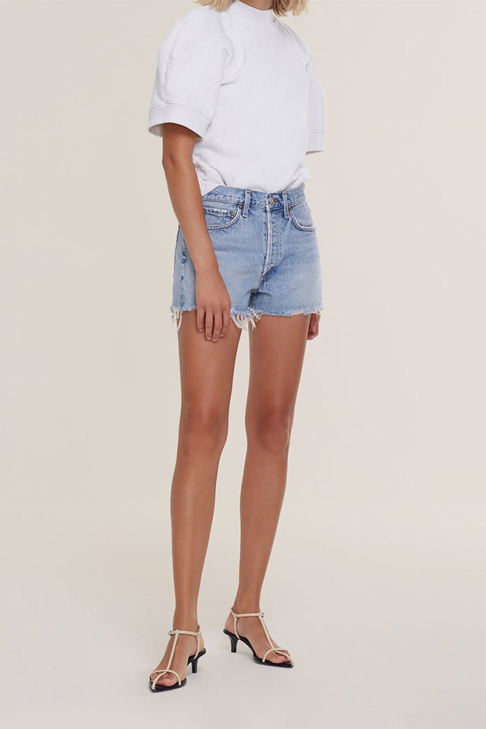 Agolde Parker relaxed denim jean shorts blue encore | pipe and row seattle