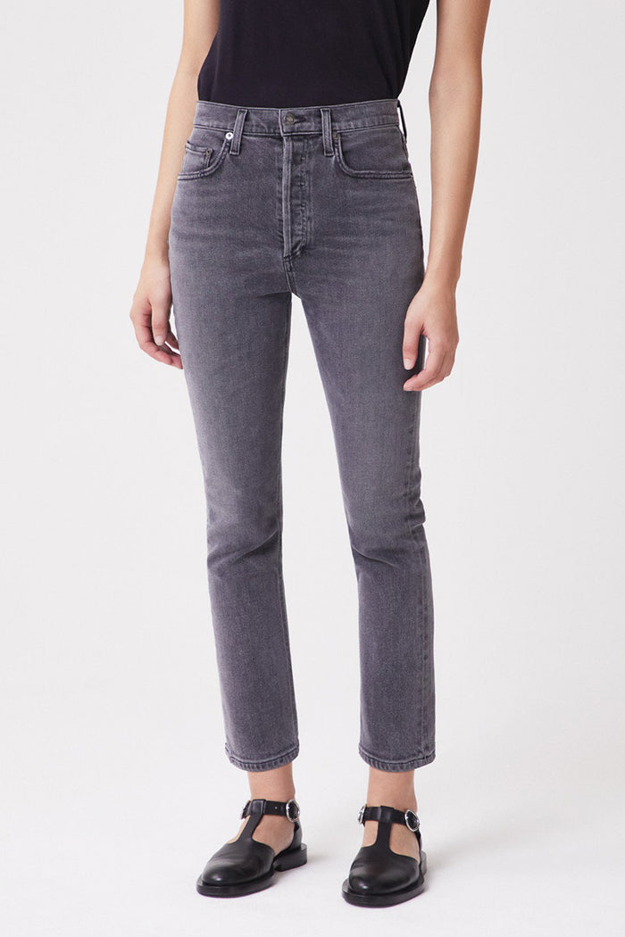 Riley hi rise crop stretch washed grey sector Agolde | PIPE AND ROW JEANS