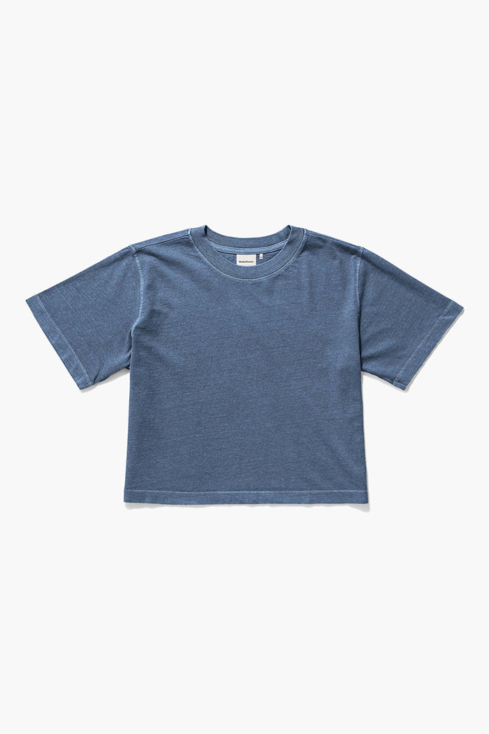 Richer Poorer moonlit ocean blue relaxed short sleeve crop tee | Pipe and Row