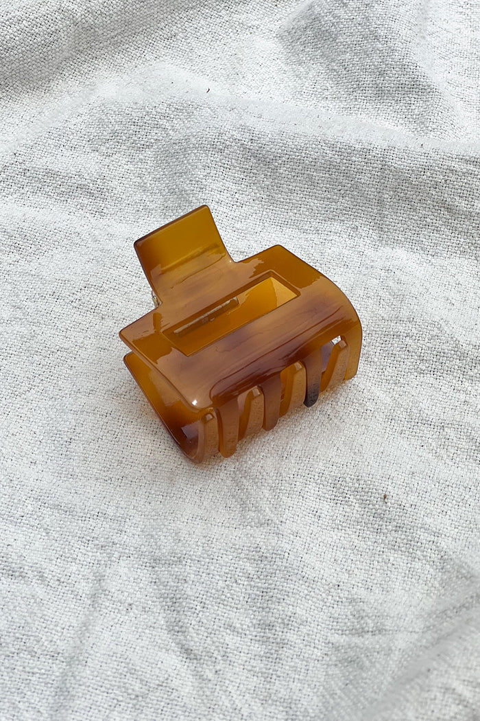 Small square hair claw acrylic brown tortoise | Pipe and Row boutique Seattle