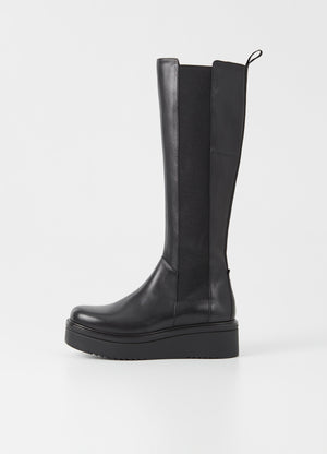 Vagabond knee high tall Tara boots platform black leather | Pipe and row