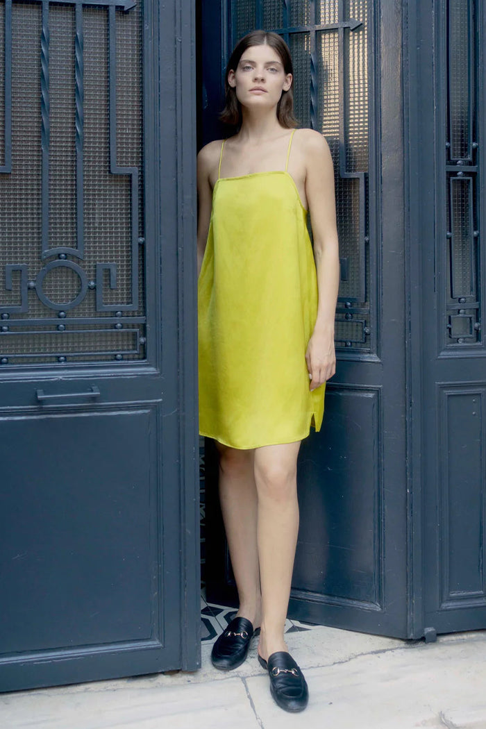 Oh Seven Days Tessa mini slip dress silky lemon yellow | Pipe and Row