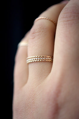 handmade thick twisted stacking ring gold rose gold silver hannah naomi | pipe and row