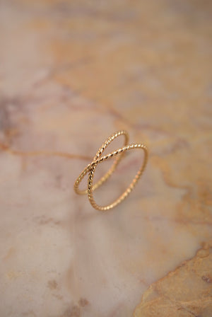 best selling statement stacking ring Twisted X ring 14k gold fill handmade | Pipe and Row